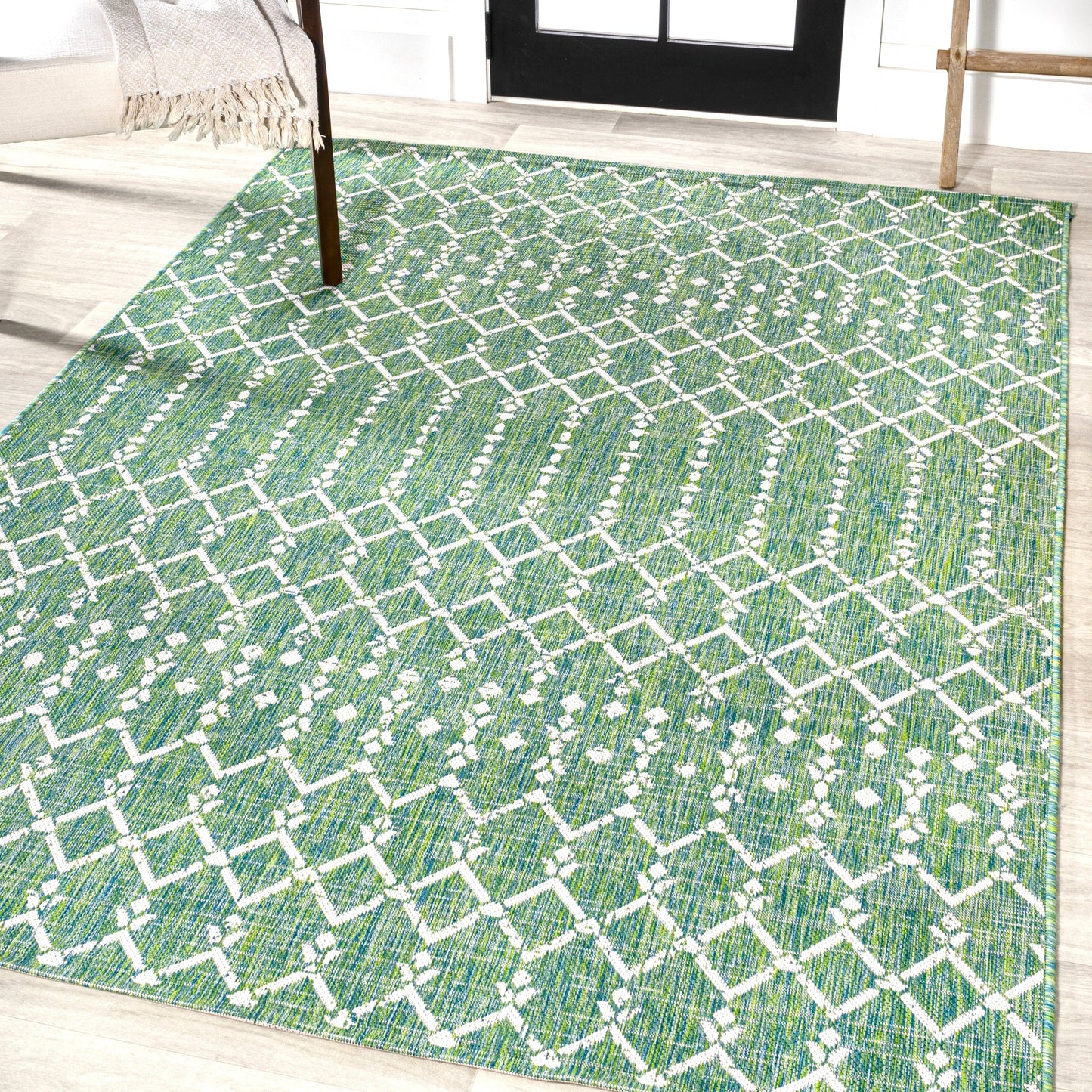 JONATHAN Y Trebol Moroccan Geometric Textured Weave Indoor/Outdoor Area Rug