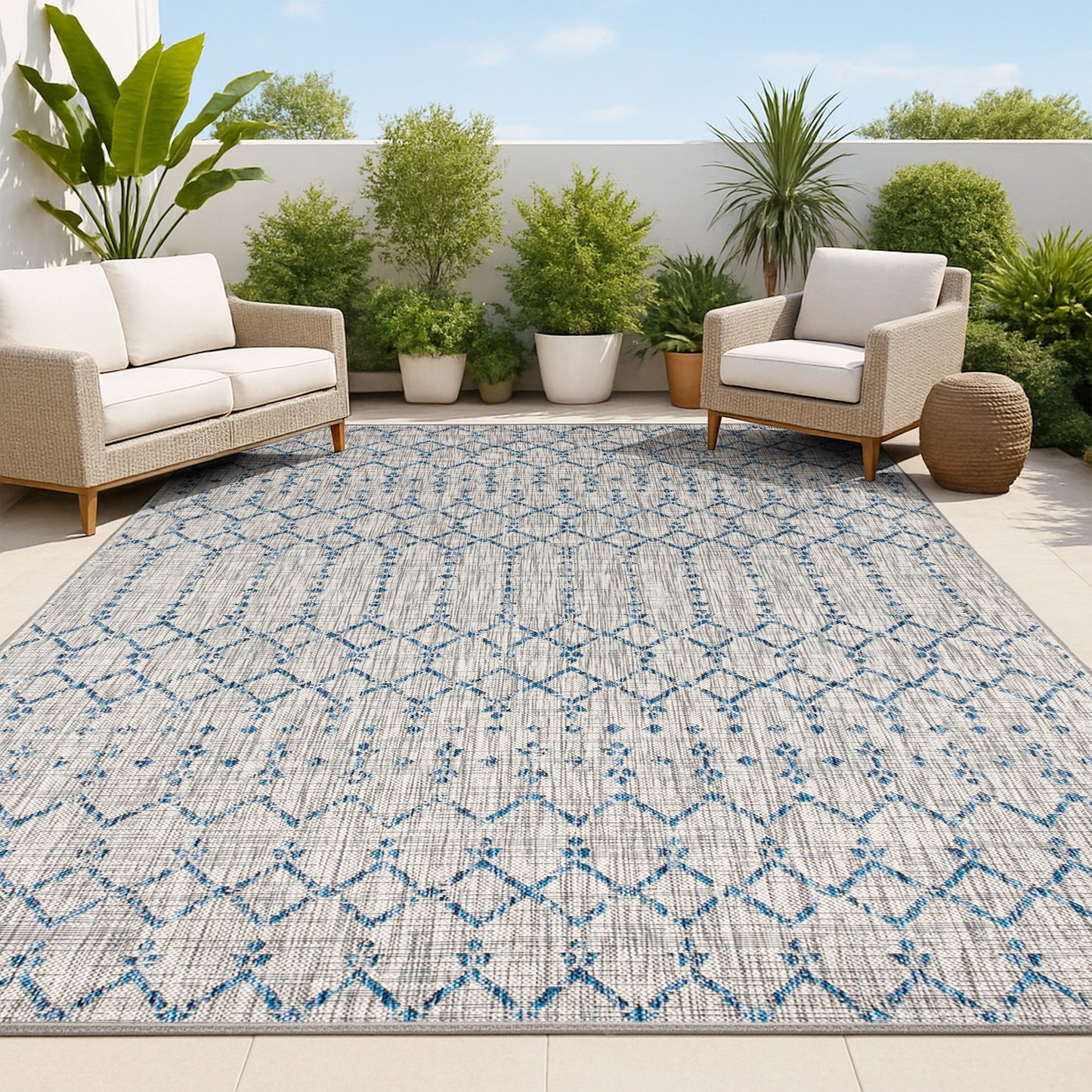 JONATHAN Y Trebol Moroccan Geometric Textured Weave Indoor/Outdoor Area Rug