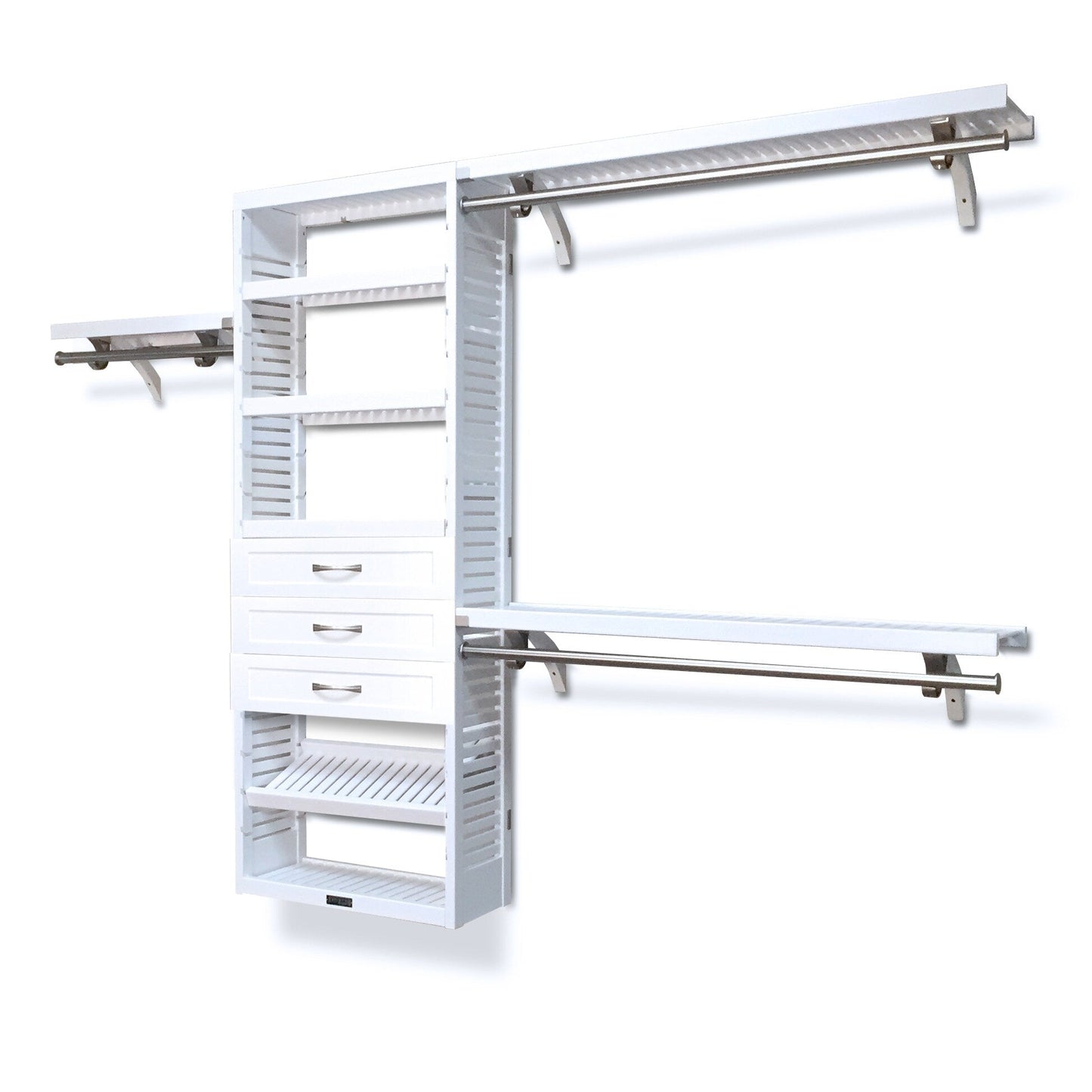 Système de placard en bois massif John Louis Home avec 3 tiroirs blanc