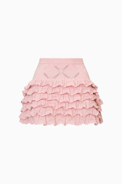 Jupe en tricot à motif cœur et losanges Kalliope