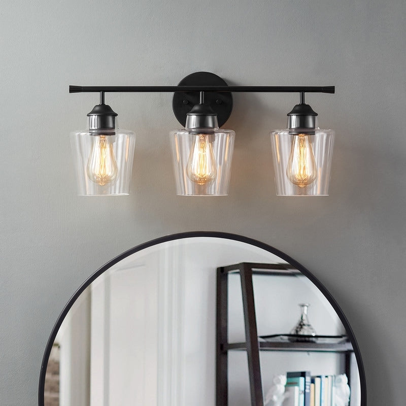 KAWOTI 3-Light Dimmable Bathroom Vanity Light with Glass Shade - L22 x W7 x H10.5