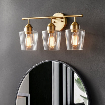 KAWOTI 3-Light Dimmable Bathroom Vanity Light with Glass Shade - L22 x W7 x H10.5