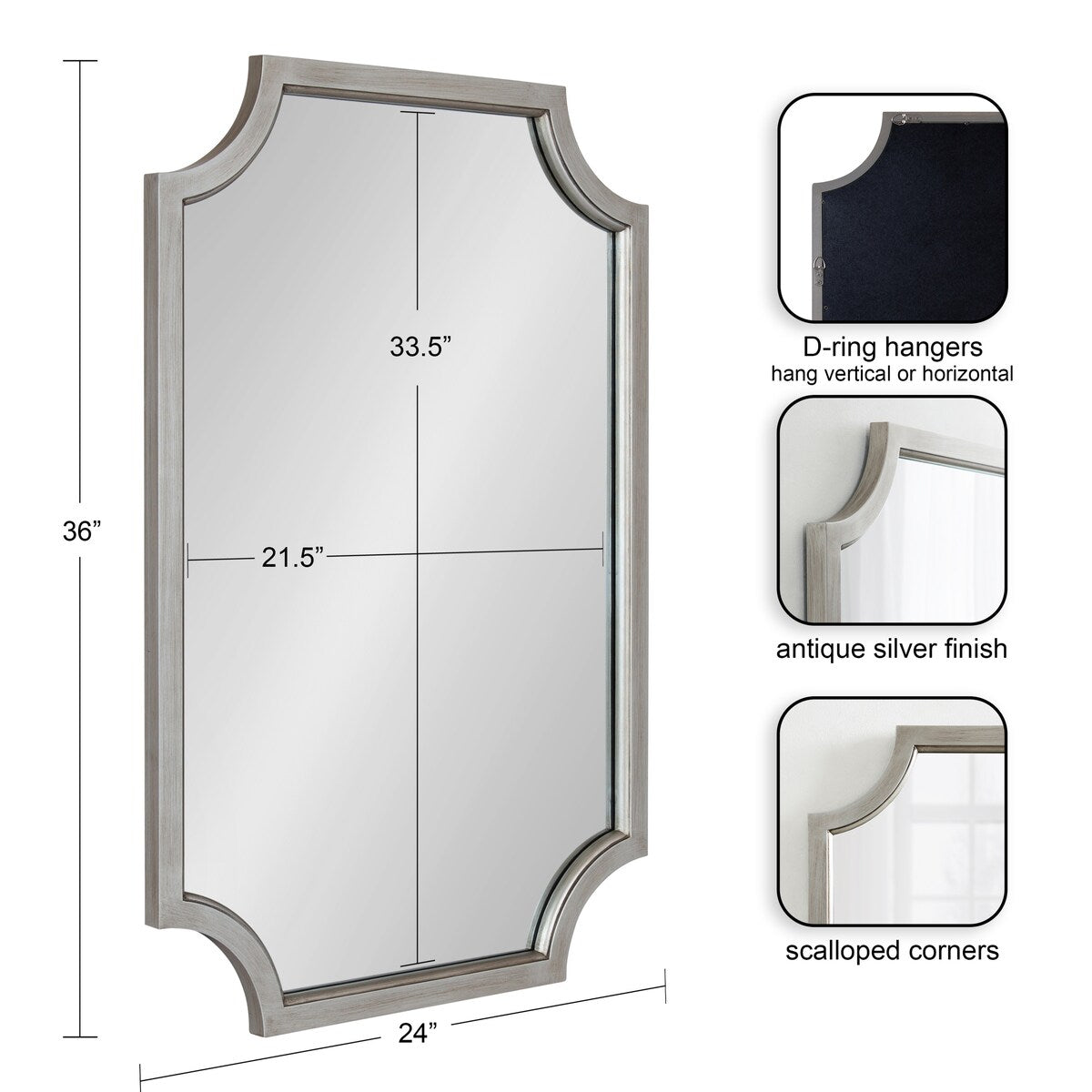 Kate and Laurel Hogan Scalloped Wood Framed Mirror