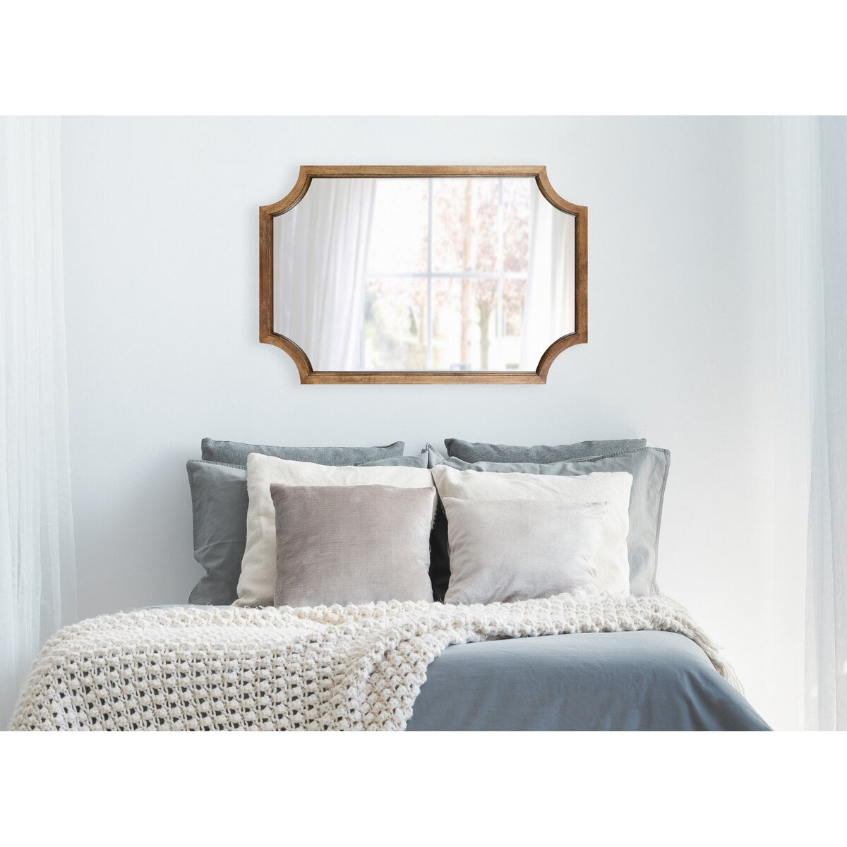 Kate and Laurel Hogan Scalloped Wood Framed Mirror