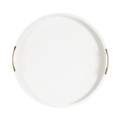 Kate and Laurel Lipton Round Decorative Tray with Metal Handles