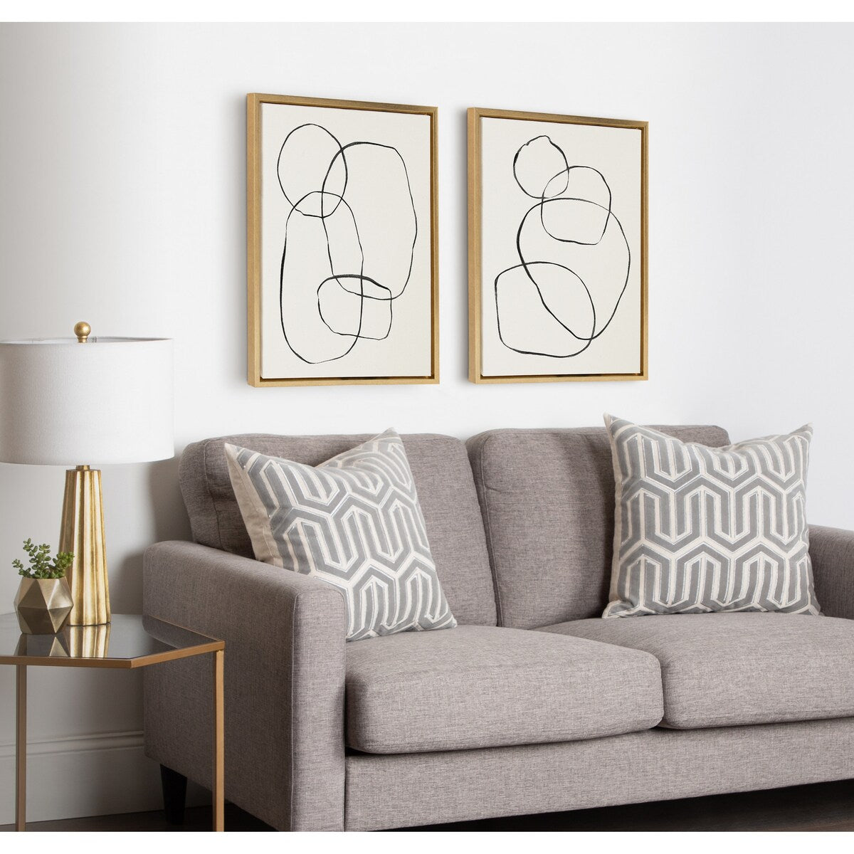 Kate and Laurel Sylvie Modern Circles Framed Canvas Set by Teju Reval
