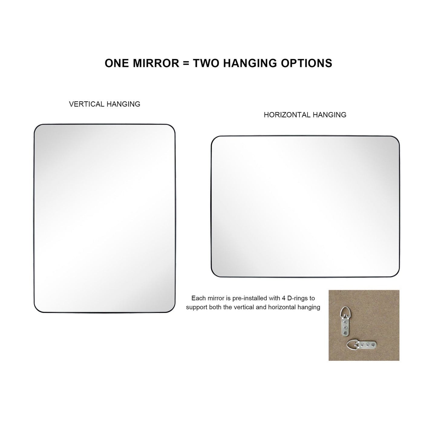 Miroir de salle de bain rectangulaire moderne et contemporain TEHOME Kengston