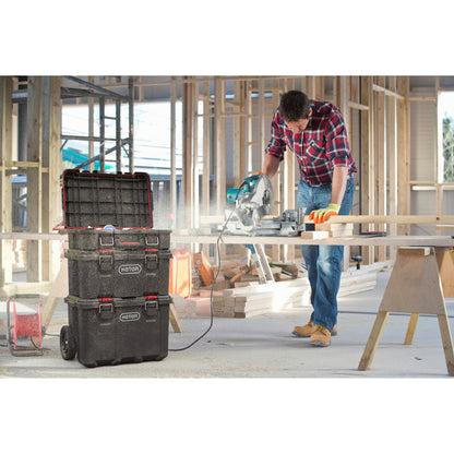 Boîte à outils mobile 3 pièces Keter Stack-n-Roll, rangement et organisation d'outils, système de boîte à outils modulaire en résine durable