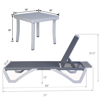 Chaise longue inclinable et réglable Kozyard Alan, pieds entièrement plats en aluminium et résine polypropylène