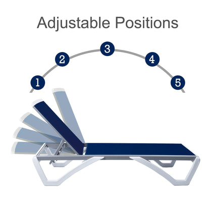 Chaise longue inclinable et réglable Kozyard Alan, pieds entièrement plats en aluminium et résine polypropylène
