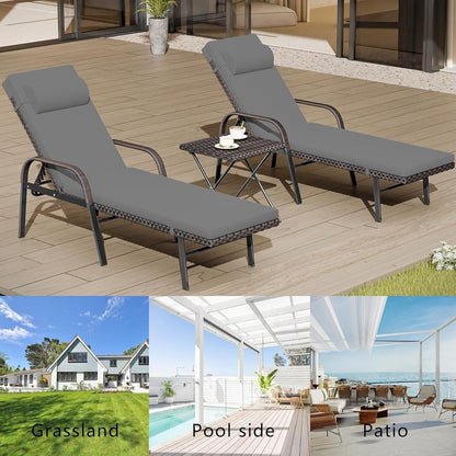 Ensemble de chaises longues d'extérieur 3 pièces Kullavik