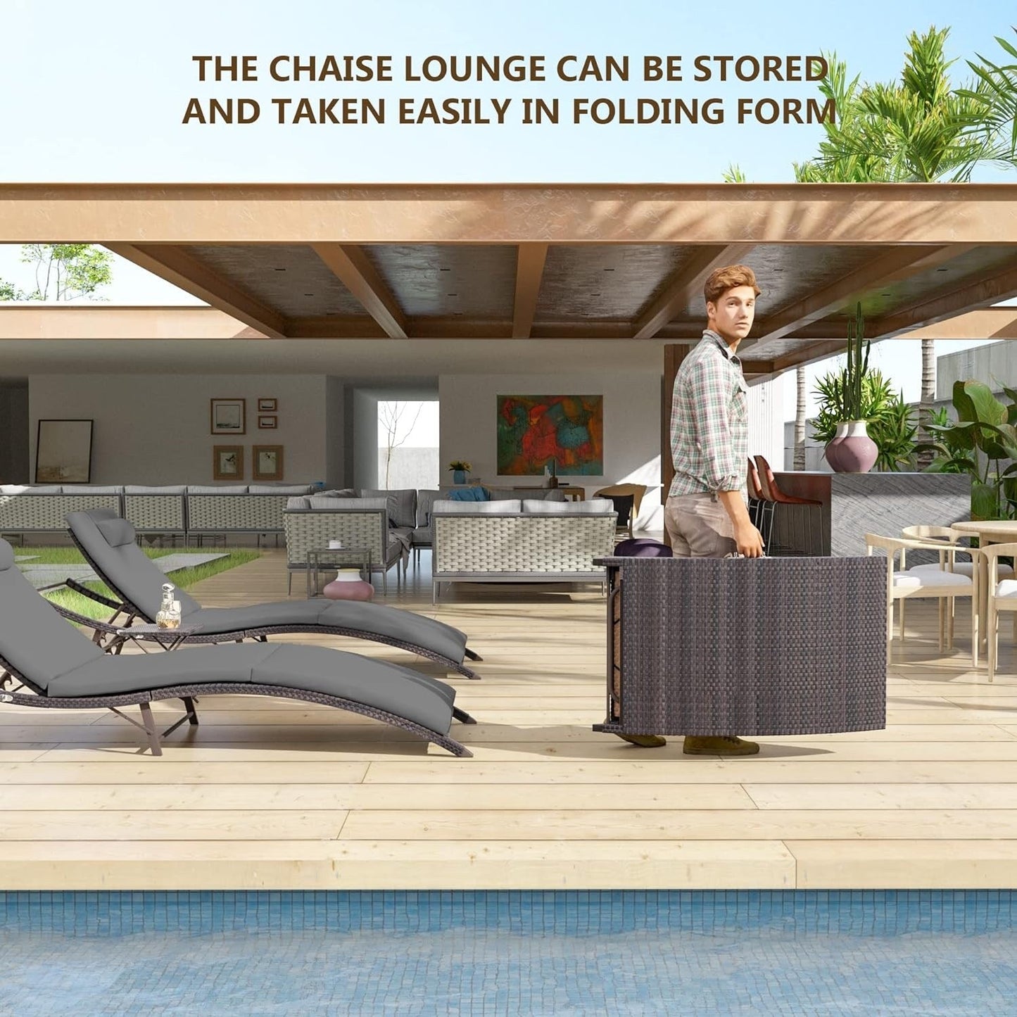 Ensemble de chaises longues d'extérieur 3 pièces Kullavik