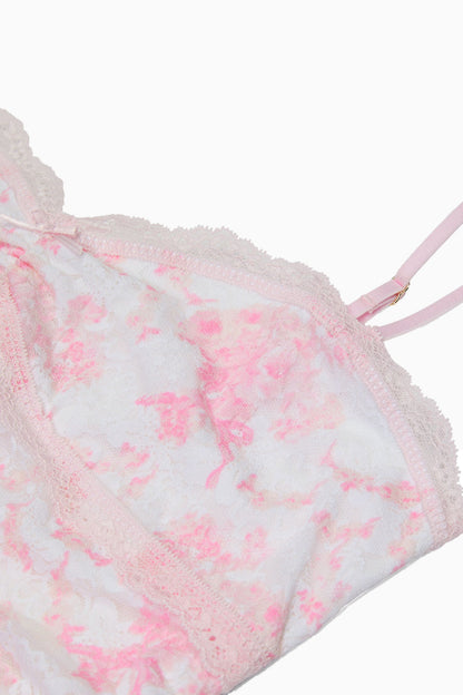 Robe mini bustier en dentelle PINK x LoveShackFancy
