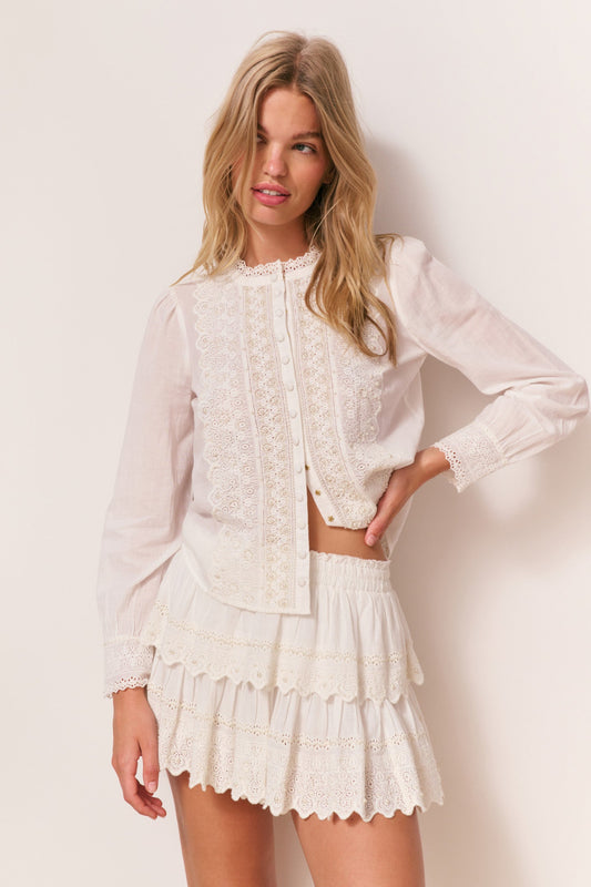 Chemisier en coton orné de perles Larine