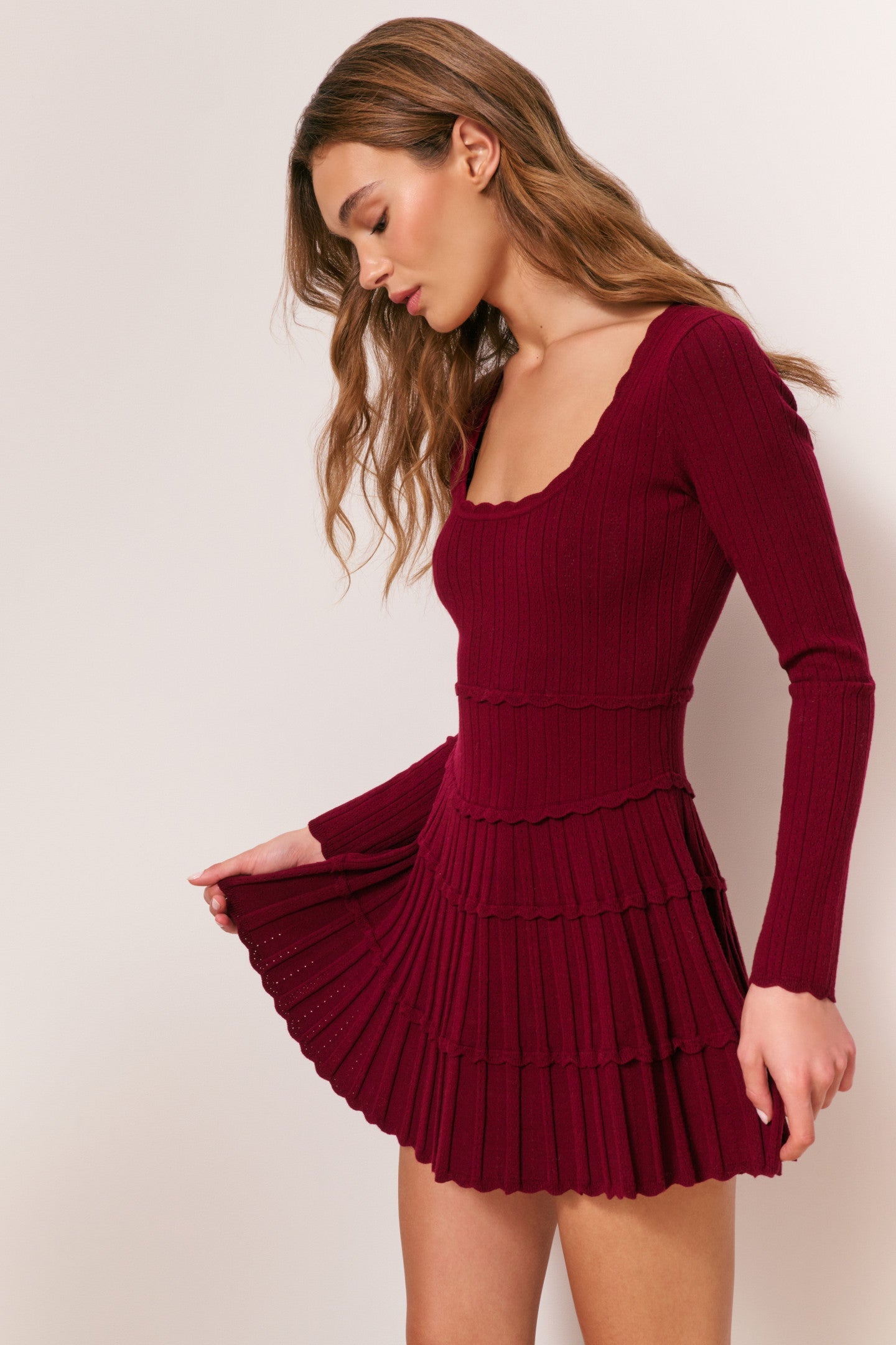 Mini-robe en pointelle extensible lavande