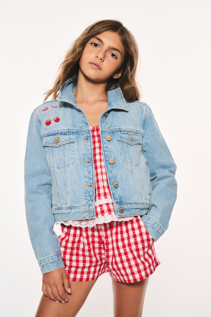 Veste en jean cerise Lavina pour fille
