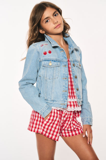 Veste en jean cerise Lavina pour fille