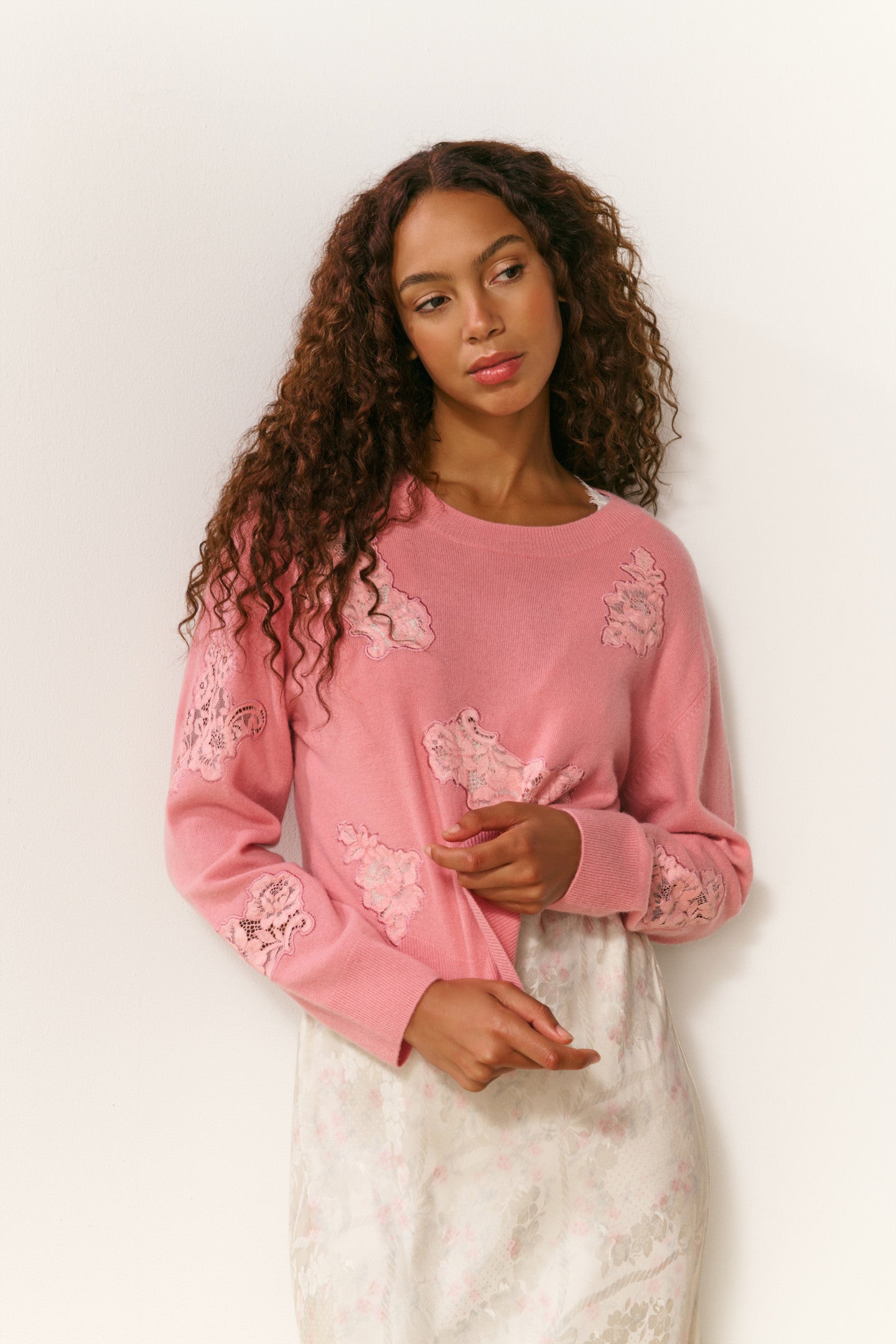 Pull Lazuli en cachemire et dentelle