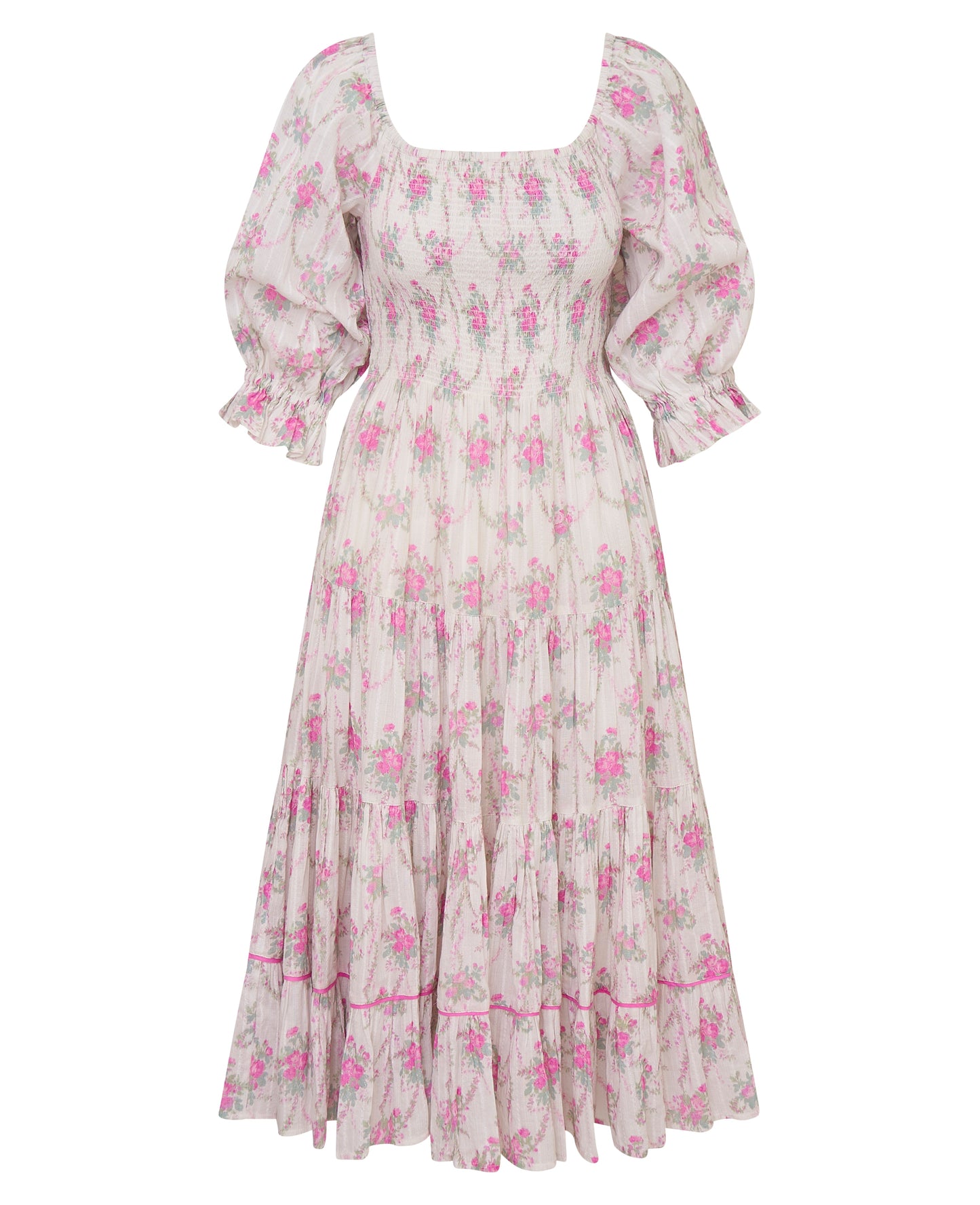 Robe mi-longue fleurie en coton Rigby