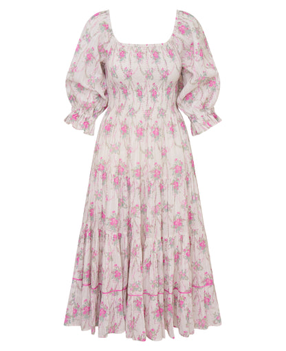 Robe mi-longue fleurie en coton Rigby