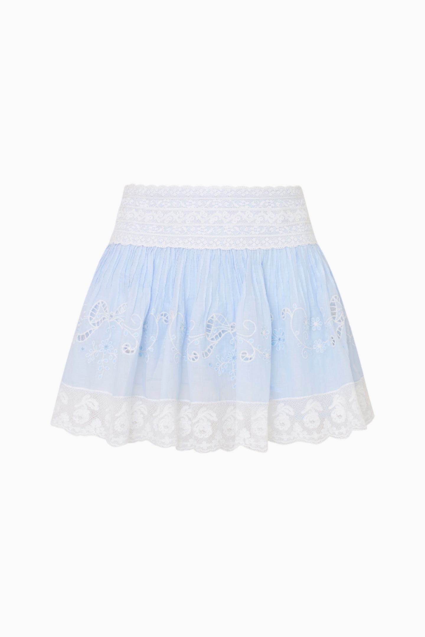 Mini-jupe brodée en coton Levant