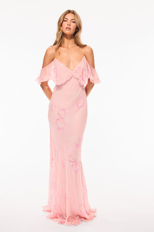 Robe fleurie à épaules dénudées Librae