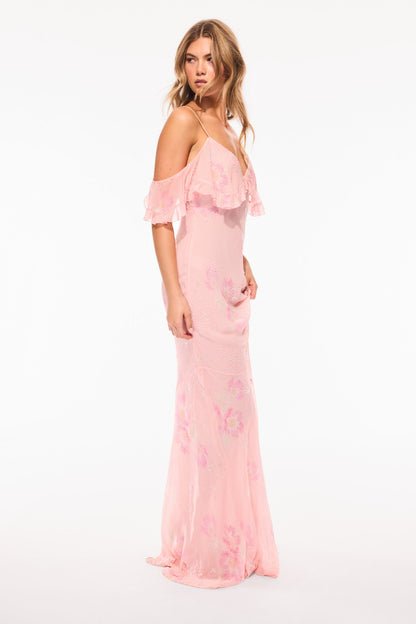 Robe fleurie à épaules dénudées Librae