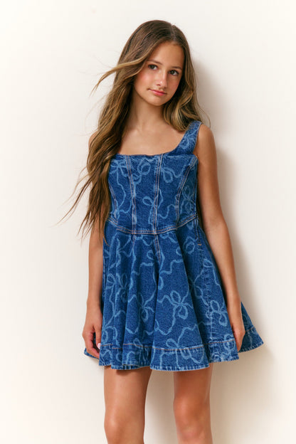 Robe en jean à nœud Liliette pour fille