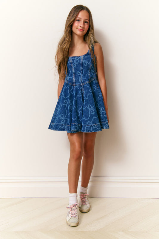 Robe en jean à nœud Liliette pour fille