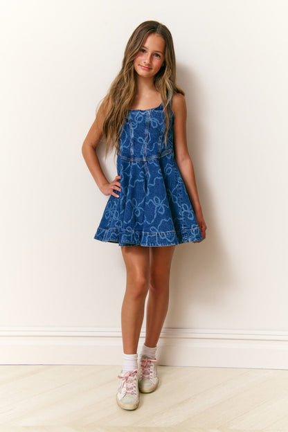 Robe en jean à nœud Liliette pour fille