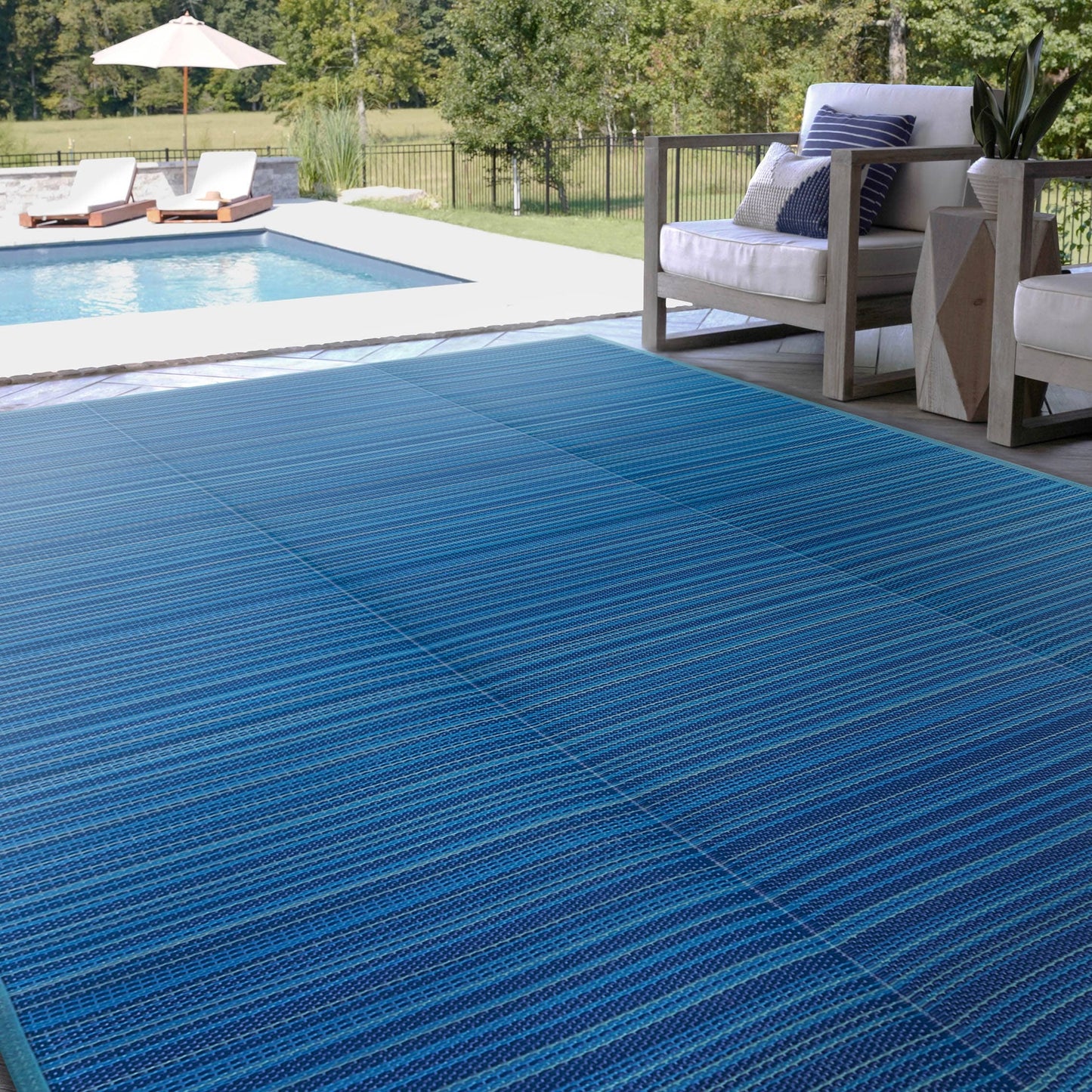 Lalune Beach Stripe Indoor Outdoor Area Rug