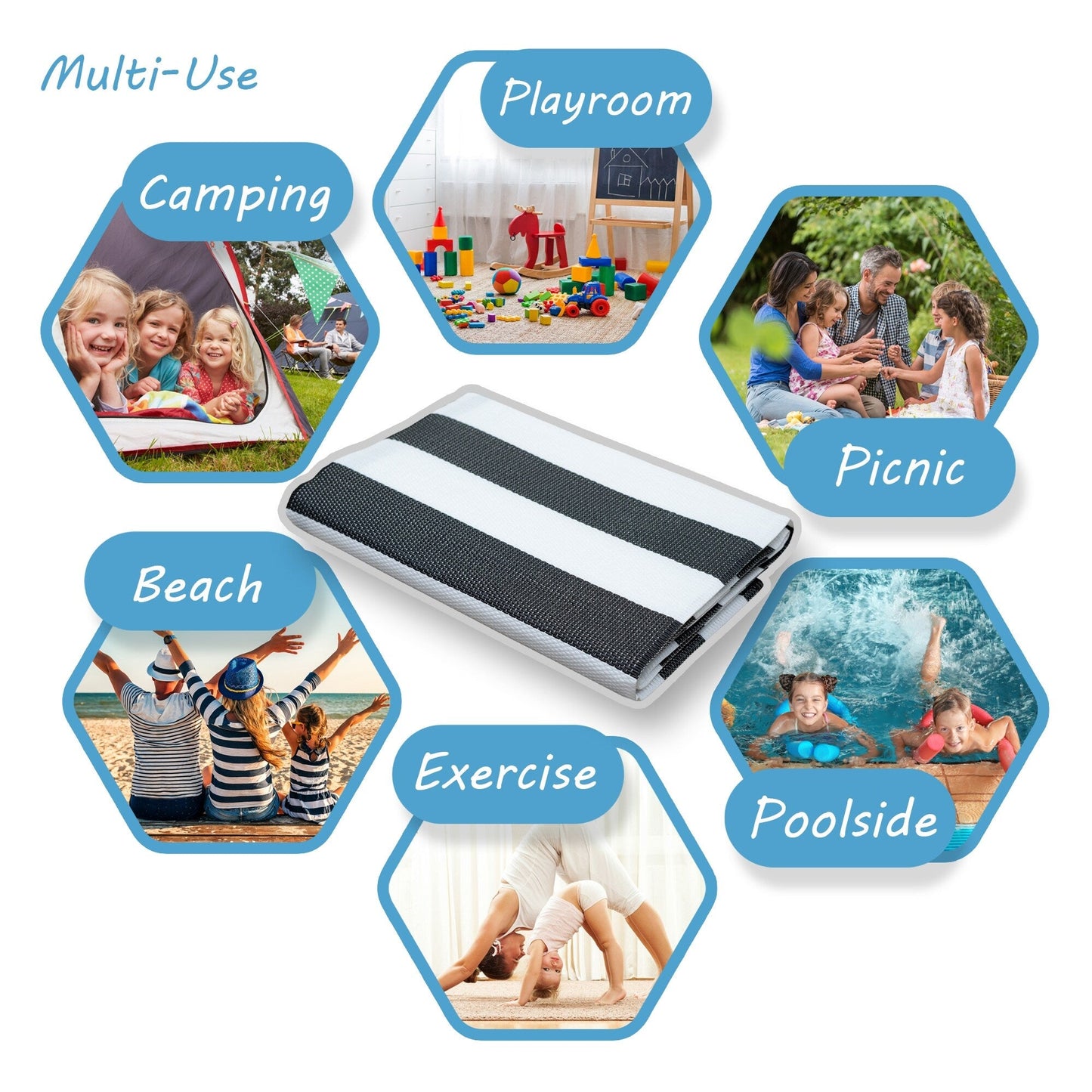 Lalune Beach Stripe Indoor Outdoor Area Rug