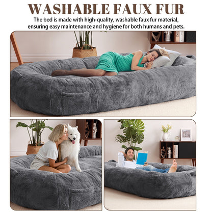Giant Dog Bed for Humans 71x48x14 Large Dog Bed for People Adults, Washable Napping Dog Bed