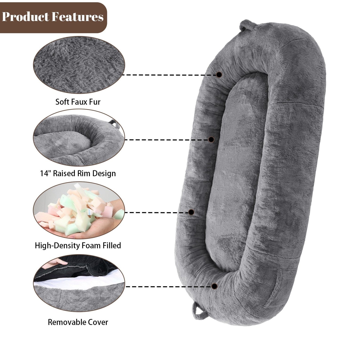 Giant Dog Bed for Humans 71x48x14 Large Dog Bed for People Adults, Washable Napping Dog Bed