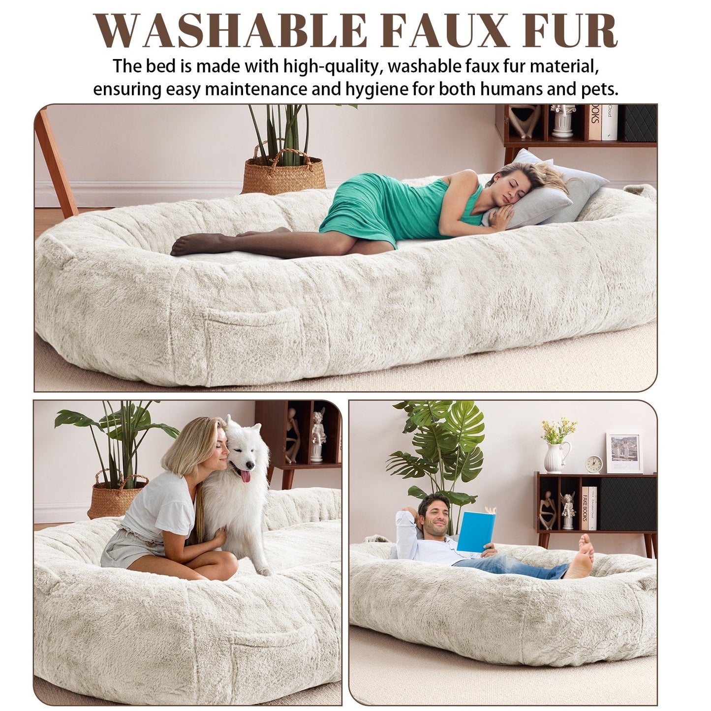 Giant Dog Bed for Humans 71x48x14 Large Dog Bed for People Adults, Washable Napping Dog Bed