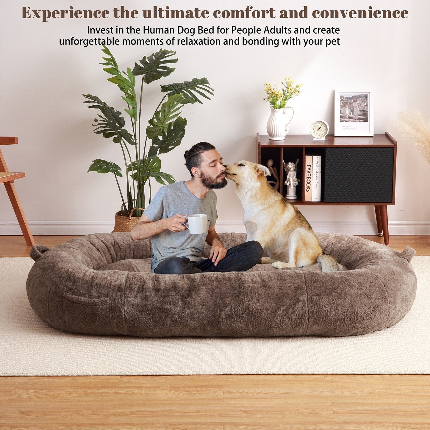 Giant Dog Bed for Humans 71x48x14 Large Dog Bed for People Adults, Washable Napping Dog Bed