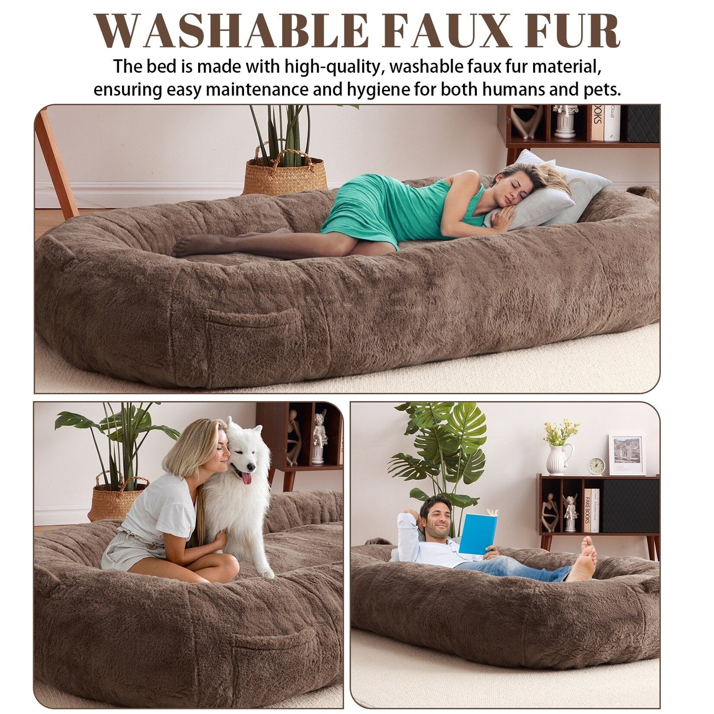 Giant Dog Bed for Humans 71x48x14 Large Dog Bed for People Adults, Washable Napping Dog Bed
