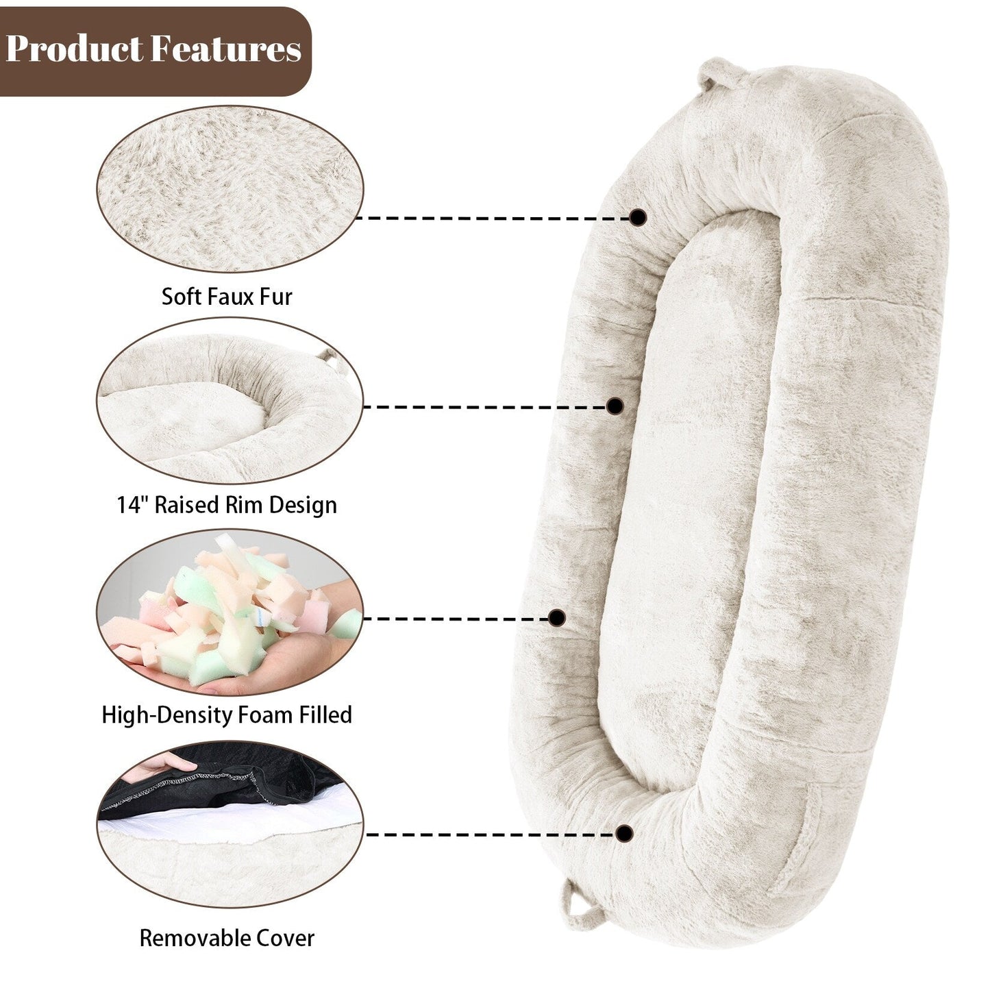 Giant Dog Bed for Humans 71x48x14 Large Dog Bed for People Adults, Washable Napping Dog Bed