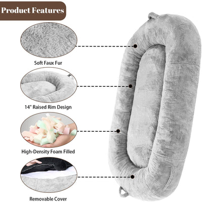 Giant Dog Bed for Humans 71x48x14 Large Dog Bed for People Adults, Washable Napping Dog Bed