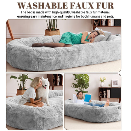 Giant Dog Bed for Humans 71x48x14 Large Dog Bed for People Adults, Washable Napping Dog Bed