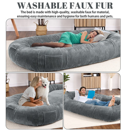 Giant Dog Bed for Humans 71x48x14 Large Dog Bed for People Adults, Washable Napping Dog Bed