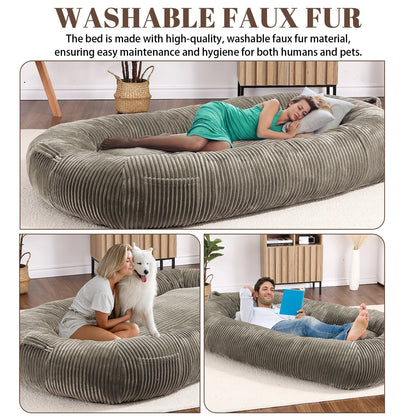 Giant Dog Bed for Humans 71x48x14 Large Dog Bed for People Adults, Washable Napping Dog Bed