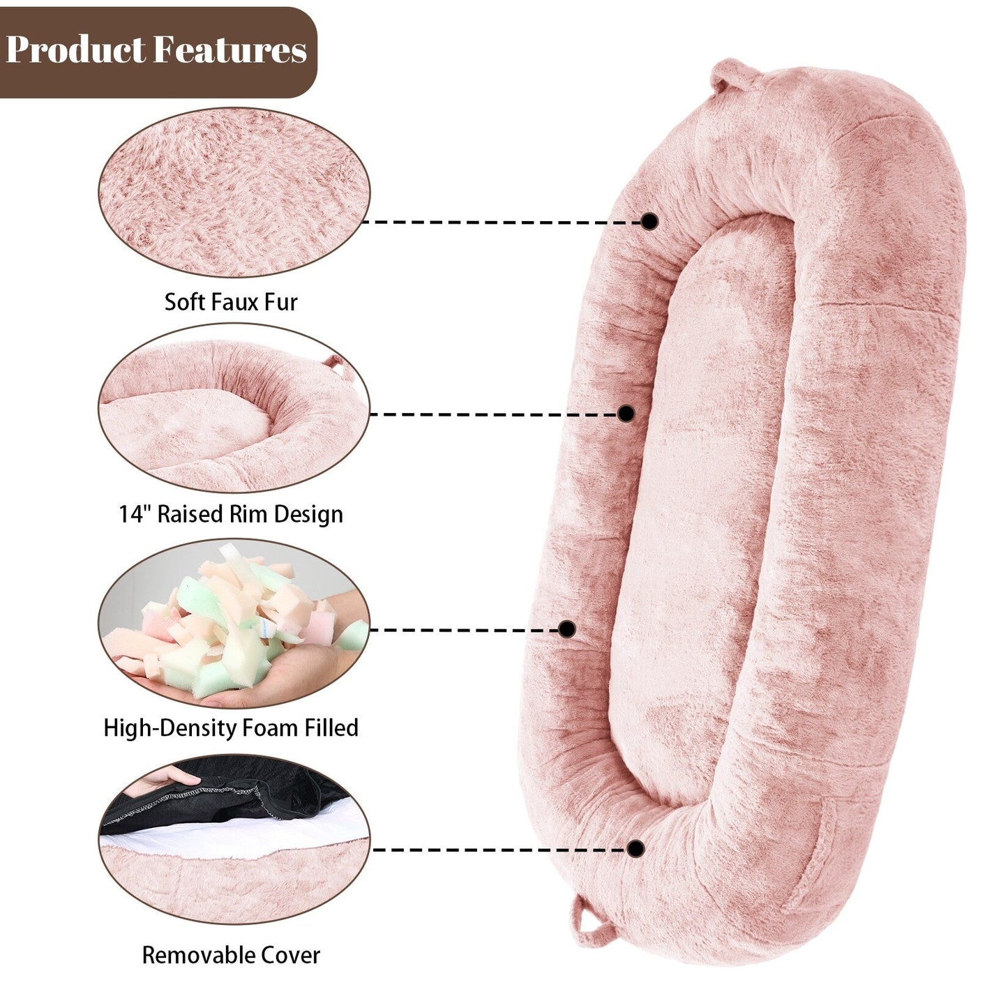 Giant Dog Bed for Humans 71x48x14 Large Dog Bed for People Adults, Washable Napping Dog Bed