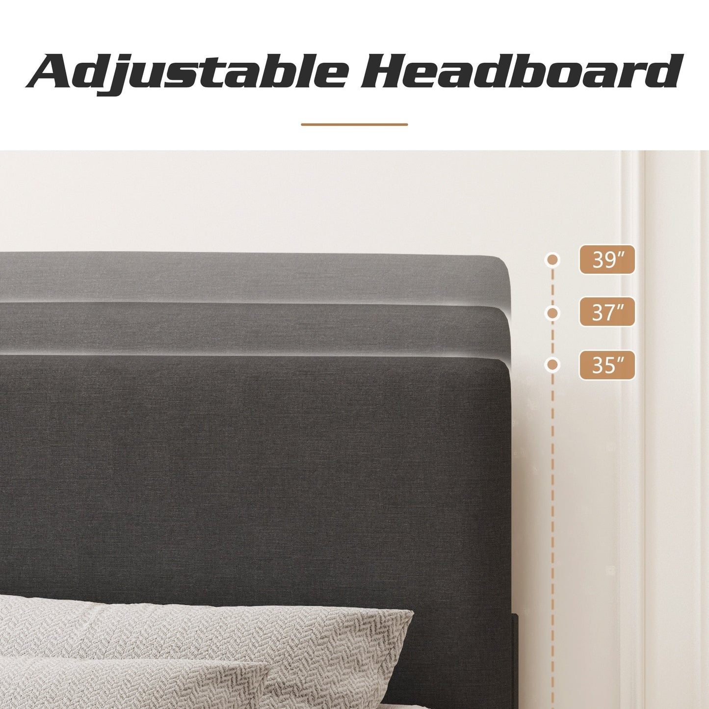 Cadre de lit plateforme rembourré réglable Lifezone Queen Size