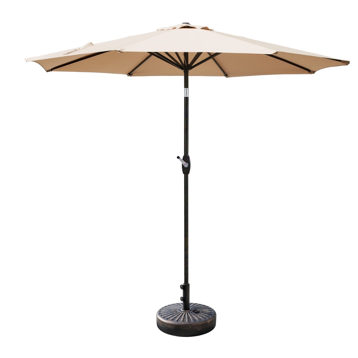 Parasol de patio Lopes de 9 pieds avec base en finition bronze et support de poids inclus
