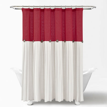 Lush Decor Two-tone Linen Button Shower Curtain