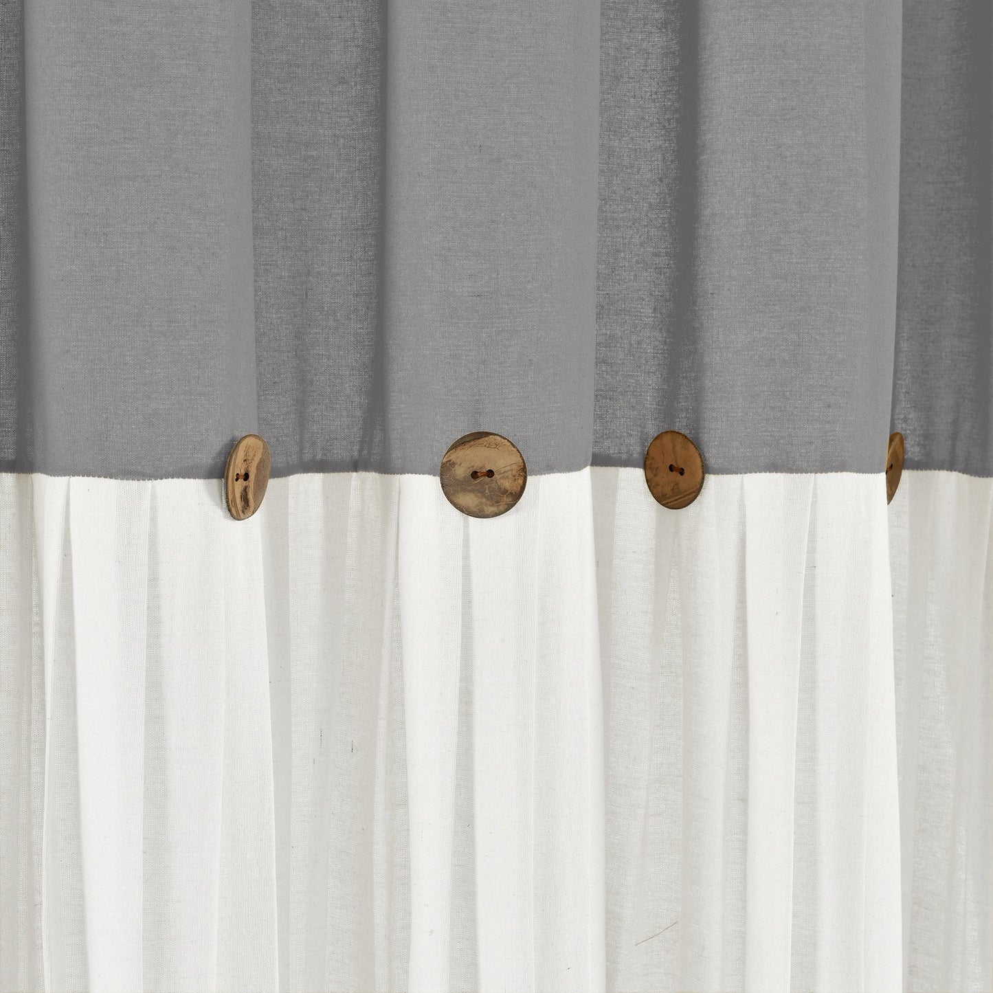 Lush Decor Two-tone Linen Button Shower Curtain