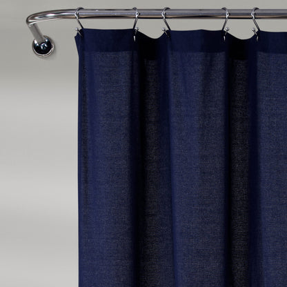 Lush Decor Two-tone Linen Button Shower Curtain