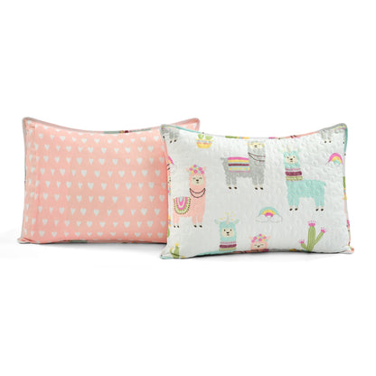 Lush Decor Southwest Llama Cactus Reversible Print Quilt Set
