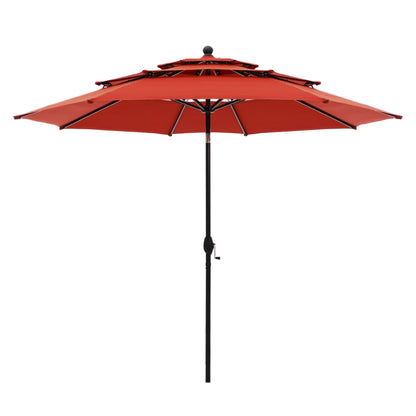 MAISON ARTS 10ft 3 Tiers Vented Patio Outdoor Umbrella with Auto-tilt and Crank Lift